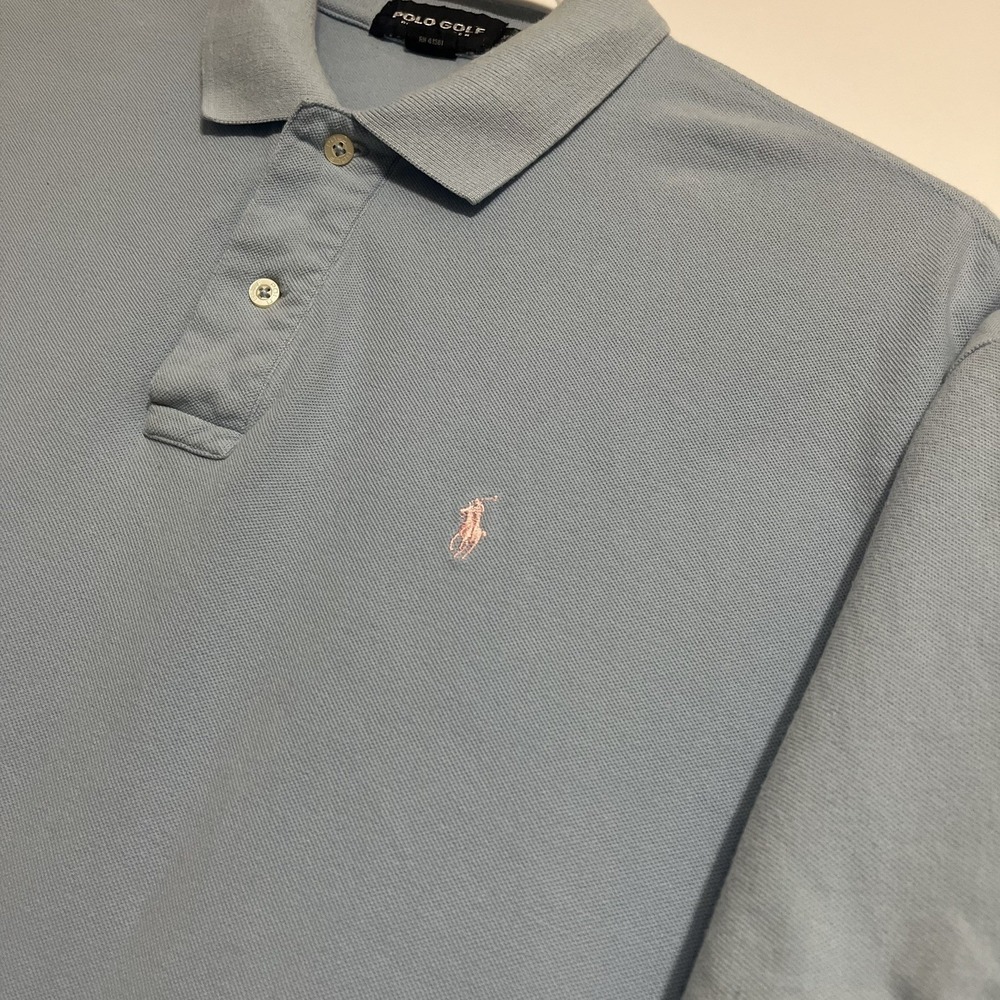 Polo Ralph Lauren Polo Shirt Mens XL Blue Short Sleeve Cotton Pink Pony Logo